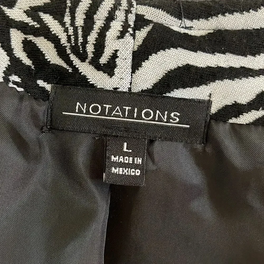 Notations Suit jacket.  Animal Print. Zebra print.  Size Large.